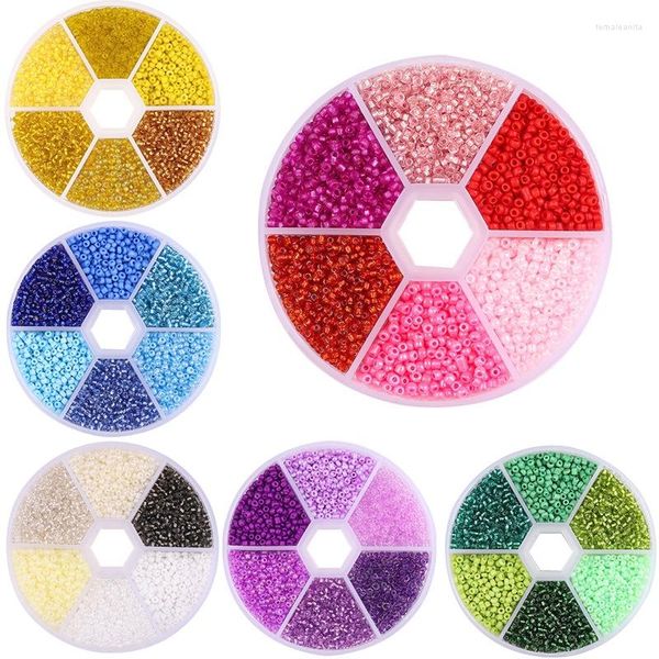 Miçangas de 2mm 6 grades de vidro multicoloridas para fazer joias DIY material frisado acessórios atacado (3900 pçs/conjunto)