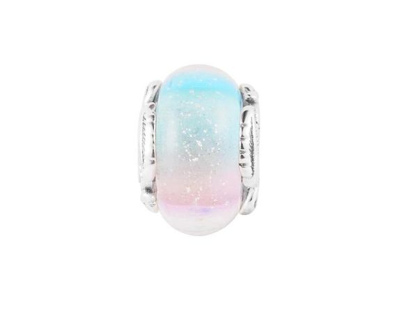 Adatto al braccialetto Pandora in argento sterling 925 con perline di gioielli fai-da-te in vetro di Murano multicolore con piume curve per le donne all'ingrosso