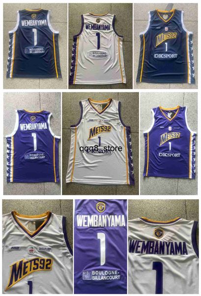 QQQ8 Victor Wembanyama Mets 92 Blue Jersey Basketball Jerseys White Blue Purple Size S-xxl