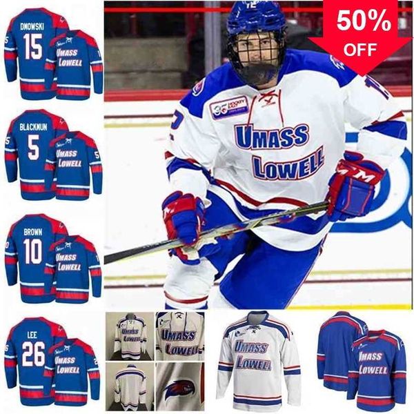 Maglia da hockey Mag NCAA Alumni UMass Lowell River Hawks 33 Tyler Wall 5 Chase Blackmun 10 Matthew Brown 26 Andre Lee 7 Kenny Hausinger 18 Ryan