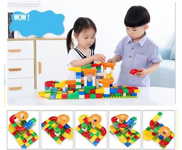 Roller Erwachsene 504 PCS Marble Race Maze Building Block Slider Brinquedo DIY Para Crianças Grande Conjunto de Tijolos Presente de Natal