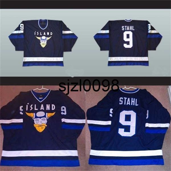 Sj98 Mighty Ducks Movie Jersey Stahl Islândia #9 Masculino 100% bordado bordado Hockey Jerseys Transporte rápido