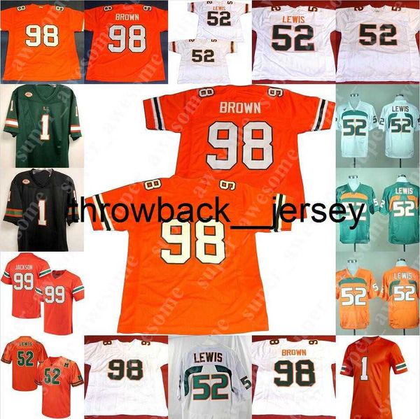 Thr Miami Hurricanes Fußballtrikot 20 Bernie Kosar 78 Bryant McKinnie 11 Ken Dorsey 36 Bennie Blades 81 Kellen Winslow Jr