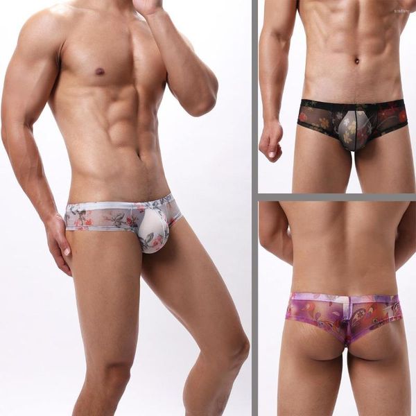 Mutande Icool Slip intimo sexy da uomo trasparente Prospettiva stampata Borsa a forma di U Piccola perizoma perizoma perizoma perizoma