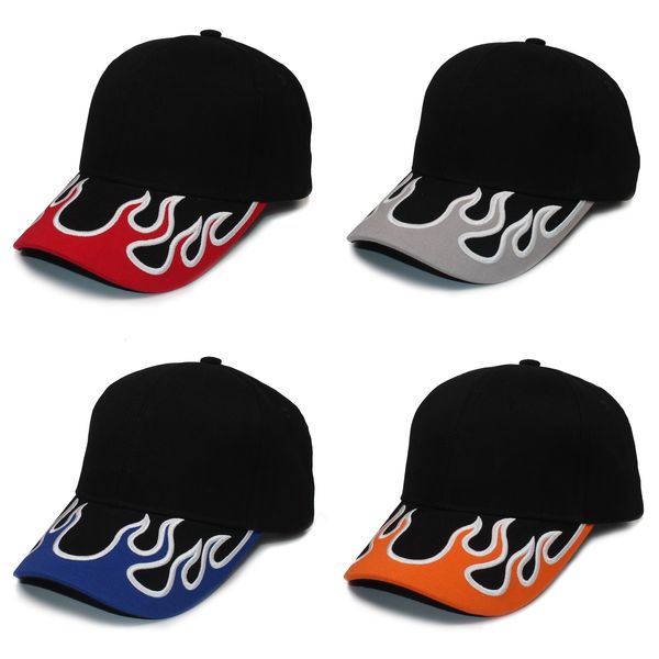 Snapbacks Sportkappe aus 100 % gebürsteter Baumwolle, Flammenvisier, Racing-Baseball, 230603