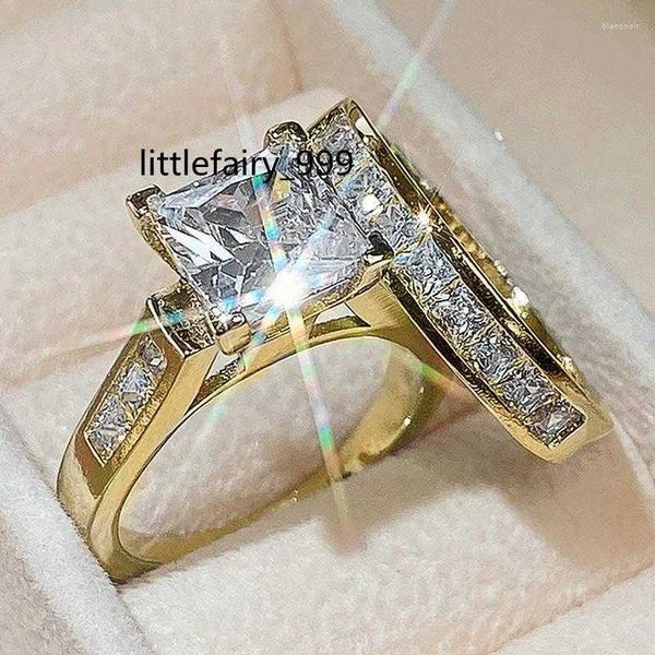Обручальные кольца роскошные женские квадратные кольцевые сетки золото