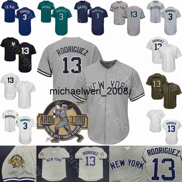 Mi208 Alex Rodriguez Trikot 3000. Hit Patch Damen Salute to Service Blau Grün Grau Marineblau Nadelstreifen Weiß Spieler Nadelstreifen Fans S-3XL