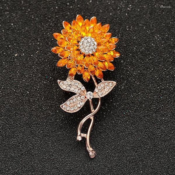 Spille Spilla di cristallo Girasole Spilla Spilla da donna Ragazze Fiore di strass Spilla Abbigliamento Accessori per abiti Regalo Festa di nozze Gioielli quotidiani