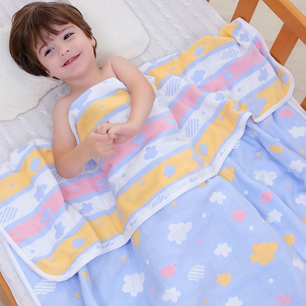 Battaniye kundaklama 6 katmanlı gazlı bezi battaniye karikatür bebek alıyor Battaniye 110x110cm Pamuk doğumlu kundak sargı yorgan çocuk banyo havlu yatak 230603
