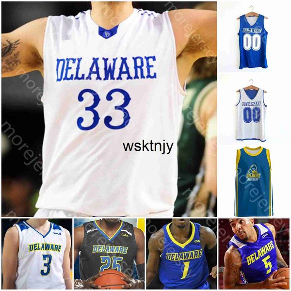 Wsk Custom Delaware Blue Hens Basketballtrikot NCAA College Nate Darling Ryan Allen Justyn Mutts Kevin Anderson Collin Goss Aleks Novakovich