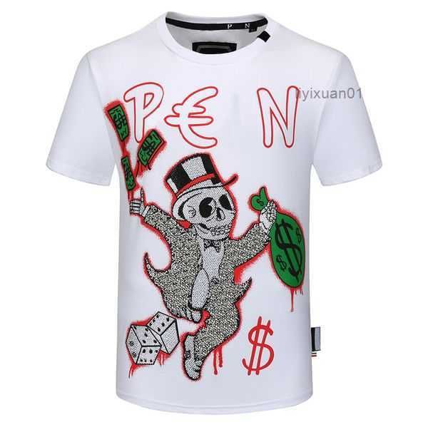 Phillip Plain Sommer-Herren-T-Shirts, Modedesigner-Hemden für Männer, Oberteile, Qp-Buchstaben-Stickerei, Herren-Damen-Kleidung, kurzärmelige T-Shirts, 19 HRL1