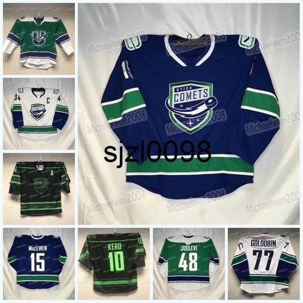 Sj98 Custom Utica Comets Hockey Jersey AHL Ryan Schmelzer Aarne Talvitie Nolan Foote Alexander Holtz A.J. Greer Fabian