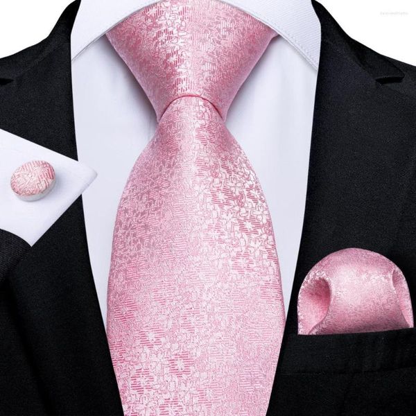 Gravatas borboleta rosa floral sólido conjunto de gravata masculina design de luxo seda festa de casamento pescoço lenço abotoadura presente para homens item de atacado