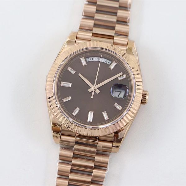 Com caixa original Relógio masculino Datejust Diamonds Dail relógios presidenciais Day-Date Rose Gold 41mm Safira aço inoxidável Bezel Mecânico Automático 2813 movimento