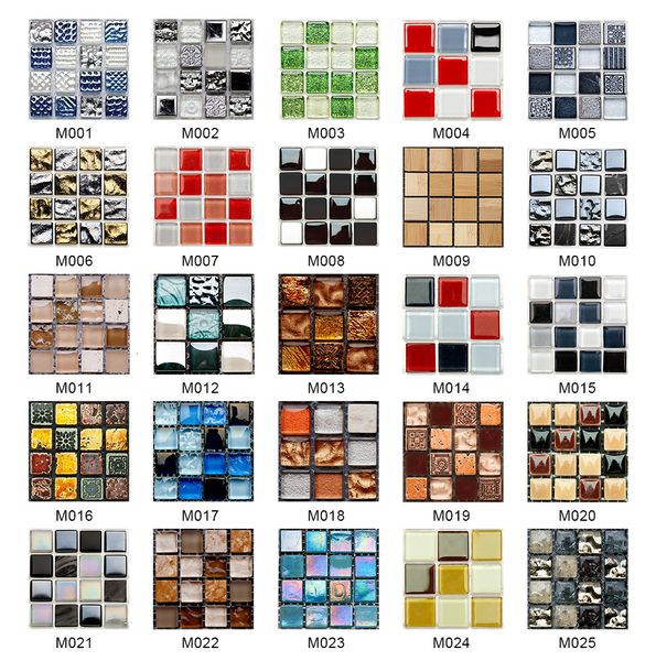 Adesivos de parede 10 pçs Mármore Mosaico Adesivo Transfers Capas impressas 2D planas para cozinha Banheiro Peel Stick À prova d'água Art Mural 230603