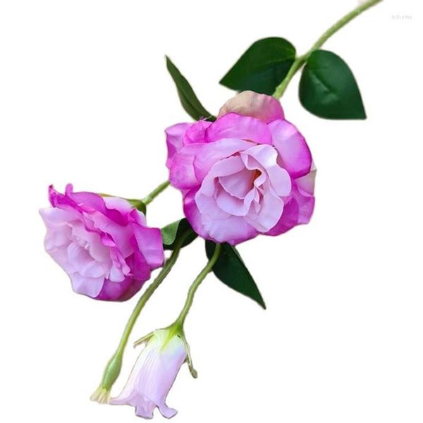 Dekoratif Çiçekler 5 PCS İpek Eustoma Grandiflorum Çiçek Şubesi 3 Kafalar Düğün Çiçek Düzenlemesi için Yapay Lisianthus 5 Renk