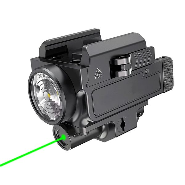 800 Lumen Hellgrün Rot Laser Anblick Combo Taktische Pistole Licht USB Aufladbare Taschenlampe für Jagd -Grüner Laser