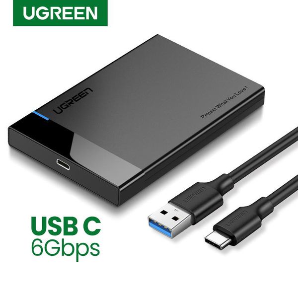 Gabinete ugreen 2.5 hdd ssd case sata to USB 3.1 Caso do adaptador HD Caixa de gabinete do disco rígido externo para disco HDD Tipo USB C UASP uasp