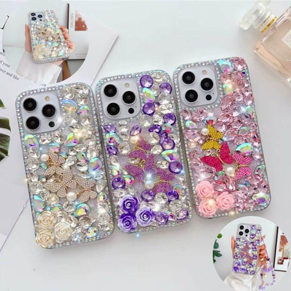 Luxurys Glitter Designer Phone Cases para iPhone 15 14Pro 14 13 Pro Max 15Pro 14Plus 13Pro 12 11 XR X / XS 7 8 Plus Designers Bling Sparkling Rhinestone Diamond Jeweled