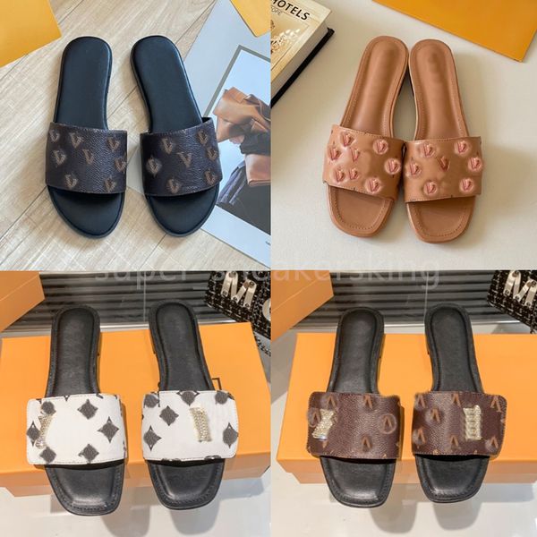 Moda terlik tasarımcı ayakkabıları lüks sandalet açık hava anti-slip vintage ayakkabılar işlemeli lastik plaj ayakkabıları baskılı düz ayakkabılar kutu 35-42