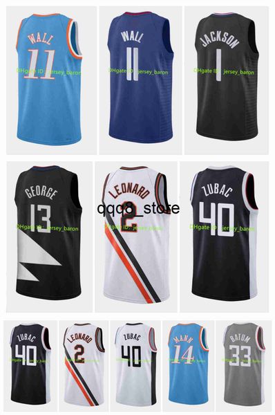 qqq8 Custom Basketball Jersey John 11 Wall 2 Leonard Paul 13 George Terance 14 Mann Reggie 1 Jackson Ivica Zubac Clipper Jersey Nicolas Batum 2023 City Batum Edition