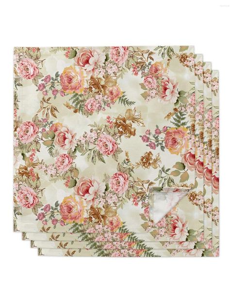 Guardanapo de mesa 4 pçs vintage floral abstrato sobreposição folhagem quadrado 50 cm decoração de casamento pano guardanapos de servir cozinha