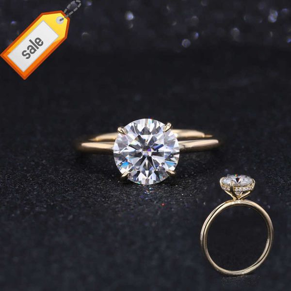 Starsgem heißer Verkauf im klassischen Stil mit Krallenzinkenfassung und verstecktem Heiligenschein runder 2-Karat-Moissanit-Ring zur Verlobung