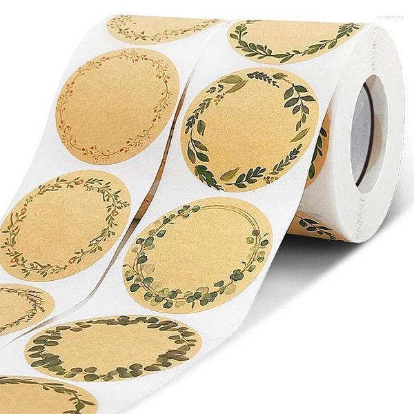 Cadeaupapier 500 stks vintage kraftpapier afdichting sticker plakboek briefpapier label stickers handgemaakte bloem krans patroon