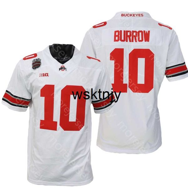 WSK NCAA College Ohio State Buckeyes Football Jersey Joe Burrow Red White S-3XL все сшитые вышивка