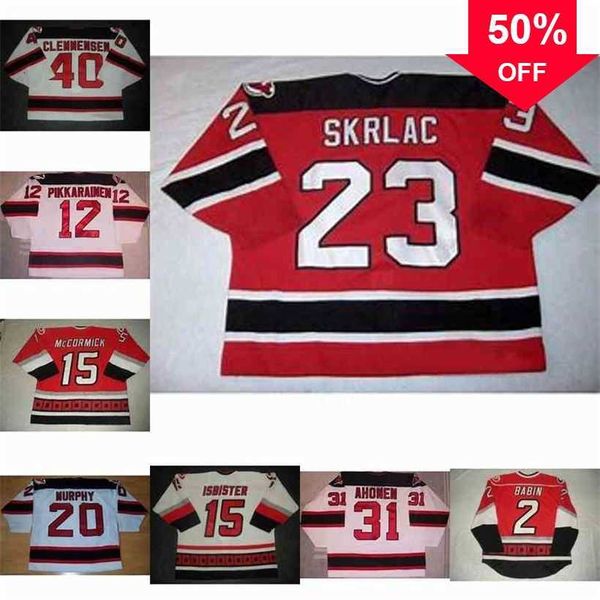 Mag Thr Albany River Rats 23 Rob Skrlac 2 Noah Babin 15 Cody McCormick Ari Ahonen Skrlac Ryan Murphy Ilkka Pikkarainen Brad Isbister Hockey Jersey