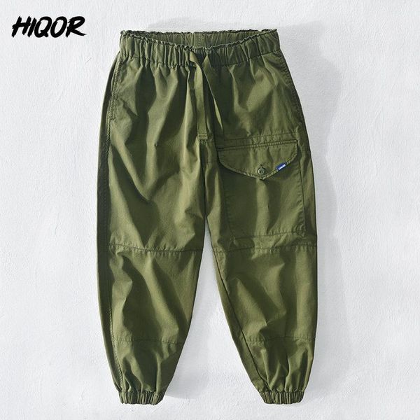 Calças hiqor calças de carga dos homens bolso múltiplo calças masculinas do exército verde ao ar livre joggers pant 100% algodão plus size calças táticas homem