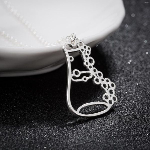 Anhänger Halsketten Chemie Experimentelle Apparatur Charm Halskette Schmuck Labor Flaschenbehälter Satinlose Kette Halsband Geschenk