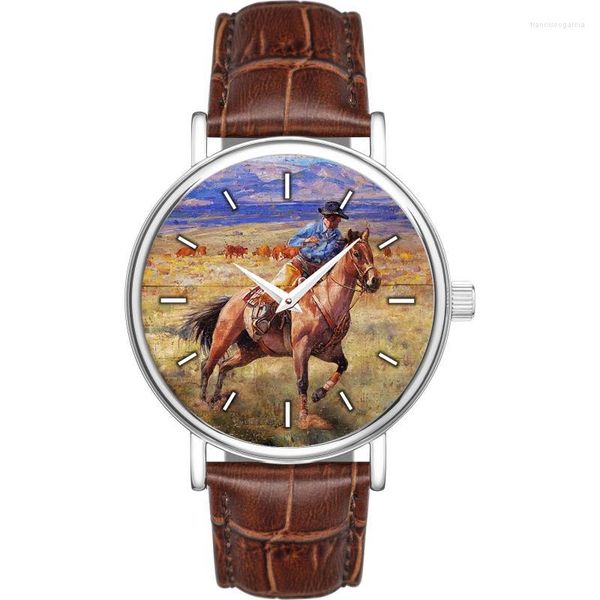 Orologi da polso Orologio da uomo Quarzo FashionCasual Pelle Cavallo e torero spagnolo da uomo