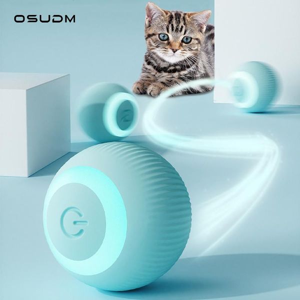 Toys Osudm Smart Cat Toys Automático Rolling Ball Training Toy TypeC Charging Bola interativa Auto -Aativa para Kitten Pet Supplies