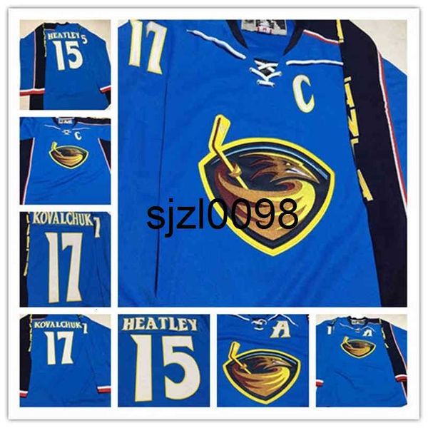 Sj98 CeoCustom 2009-10 Vintage 17 Ilya Kovalchuk Atlanta Thrashers Hockey Jersey Masculino 15 Dany Heatley Costurado Ice Jersey Tamanho S-4XXXL