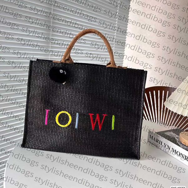 Totes Designer borsa a tracolla in rafia tote borsa da spiaggia da donna borse di lusso Borse a rete in tessuto shopping estivo paglia microfibra ricamata