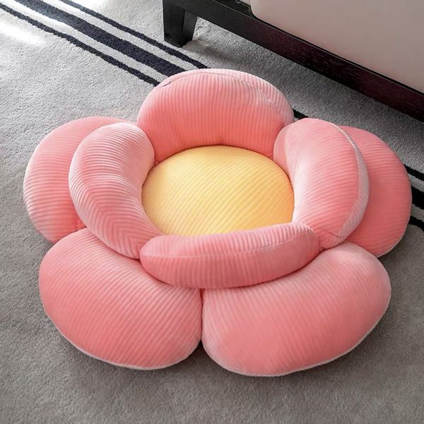 Bonecas de pelúcia colorida dupla camada em forma de flor travesseiro recheado girassol assento cadeira tapete sofá decoração almofada pet cat ninho 230603