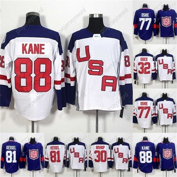 C2604 Mit 2016 World Cup Blank Team USA Hockey Jerseys 32 Jonathan Quick 67 Max Pacioretty 77 TJ Oshie 81 Phil Kessel 88 Patrick Kane Hockey Jersey