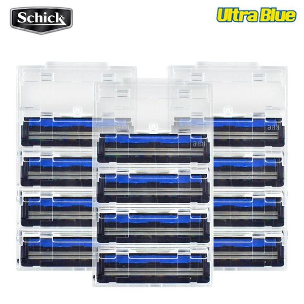 Shavers 12 lame/lotto originale Schick Ultra Blue Razor Blades Uomini che rasano il rasoio per la barba per capelli sostitutivi Sostituisci la spedizione gratuita