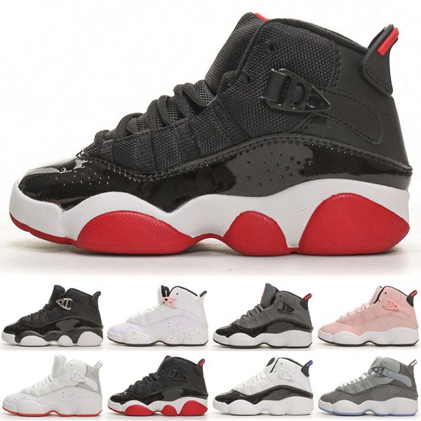 Kinder-Basketballschuhe 6s Rings Jumpman 6 Black Varsity Red White Bred Boys Kinder-Sneaker-Designer-Trainer Baby-Kind-Jugend-Kleinkind-Säuglinge Größe 25-35