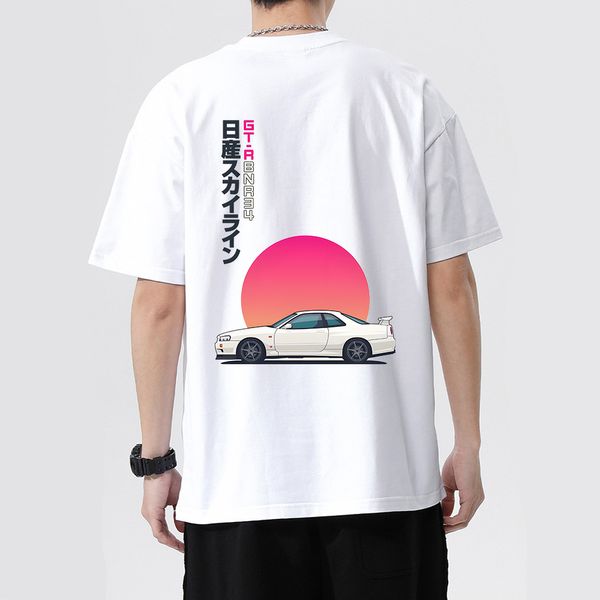 Initial D chemise 100% coton T-shirt hommes été à manches courtes hauts japon Anime impression vêtements course voiture T-shirt homme