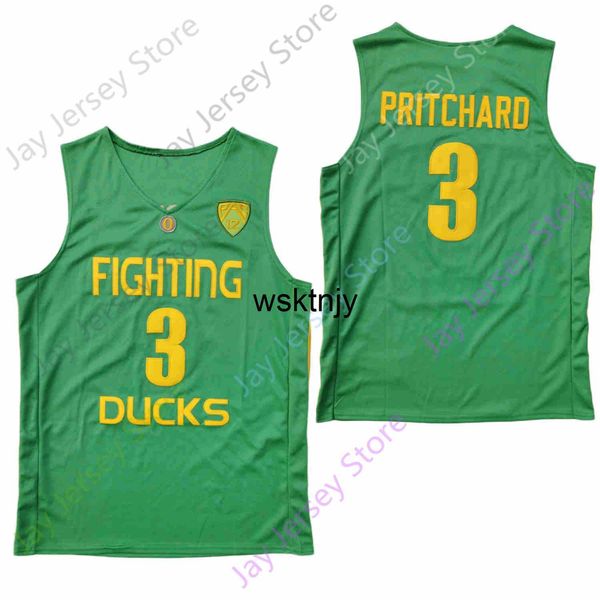 Wsk 2020 New Oregon Ducks College Basketball Jersey NCAA 3 Payton Pritchard Verde Preto Todos Costurados e Bordados Homens Tamanho Juvenil