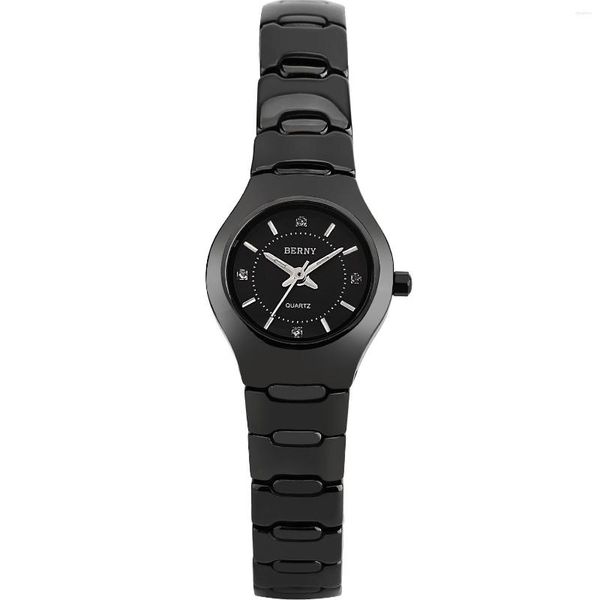 Relógios de pulso BERNY Casal Quart Watches Cerâmica Pulseira Safira Cristal Relógio de Pulso Masculino Data Automática À Prova D' Água Senhoras Relógio Para Mulheres