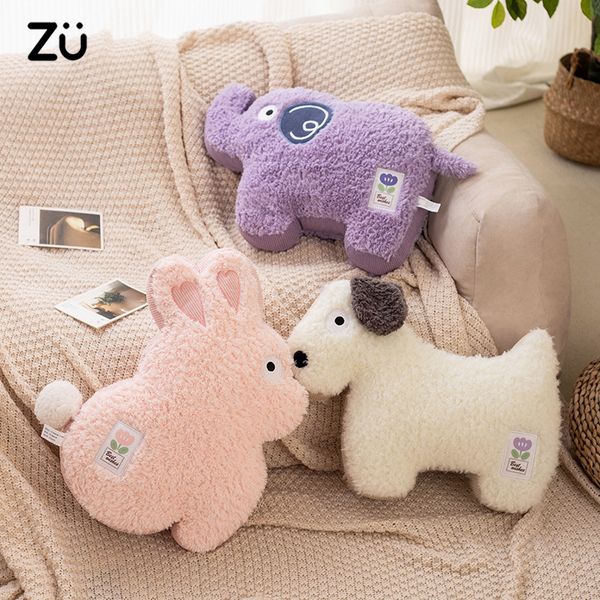 Плюшевые куклы zu 45cm Lucky Purple Elephant Elephant White Dog Toys Kawaii Pink Rabbit Throw Подушка милый стул диван обратный подарок для девочки 230603