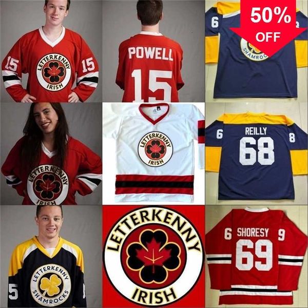 Маг MIT Ирландский сериал Letterkenny Jersey 15 Powell 69 Shoresy 68 Shamrocks 85 Napphy Boy 100% сшита в хоккейных майках