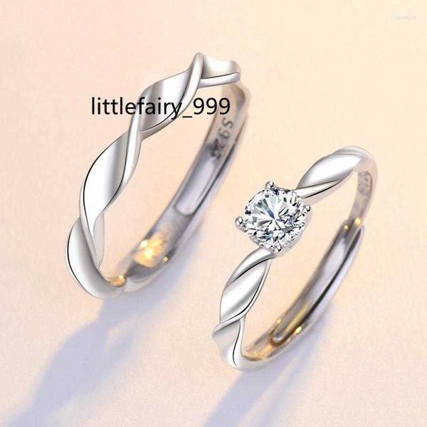 Cluster Rings Pure 925 Серебряное кольцо стерлингового кольца Luxury S925 Пара для женщин Мужчины влюбленные в обручание свадьба