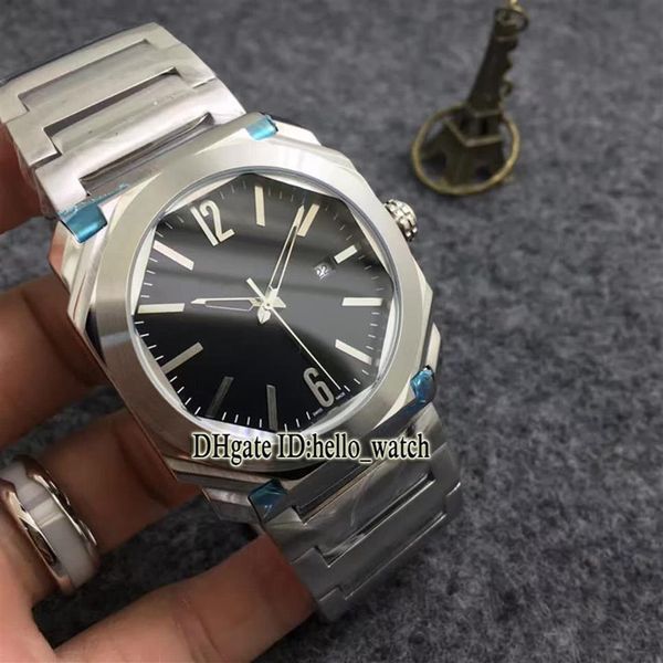 Günstige neue OCTO SOLOTEMPO 42mm schwarzes Zifferblatt 102704 102031 BGO41BSSD Japan Quarz Herrenuhr Edelstahlarmband neue Watche225k