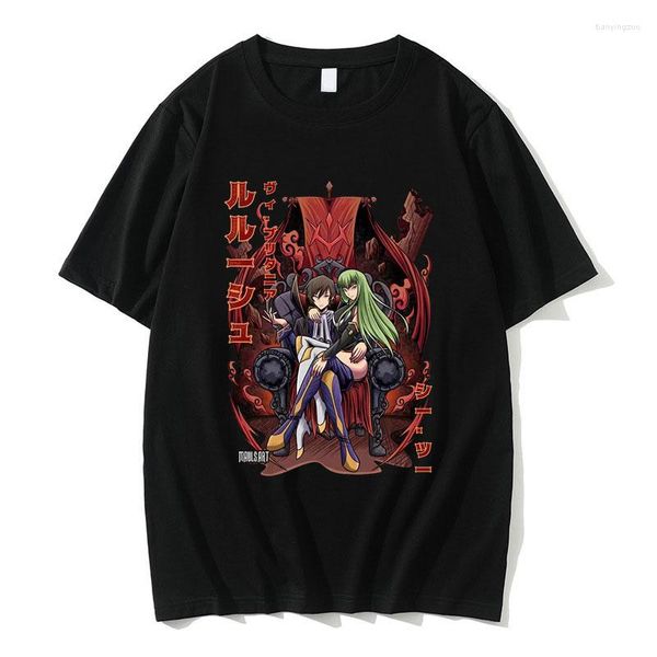 Magliette da uomo Anime Code Geass Lelouch Lamperouge C.C. Maglietta grafica Uomo Donna Casual T-shirt oversize in puro cotone da uomo