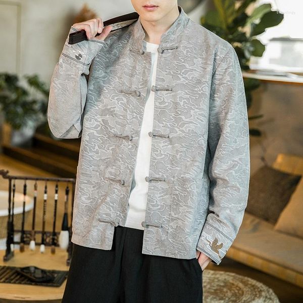 Этническая одежда традиционная китайская для мужчин Tang Suit плюс размер ханфу Китайский год одежда Harajuku с длинным рукавом. Мужчина 30479