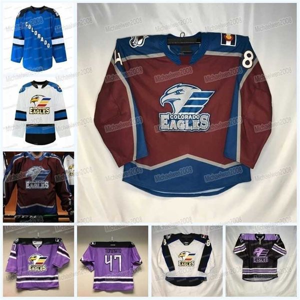 C2604 MitNess Colorado Eagles Camisa de Hóquei AHL Custom Feminino Juvenil Sampo Ranta Justin Barron Roland McKeown Alex Newhook Robert Hamilton